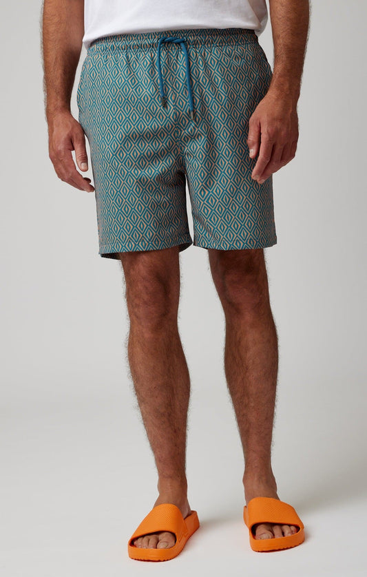 HELIOS - Blue Retro Diamond Swim Shorts