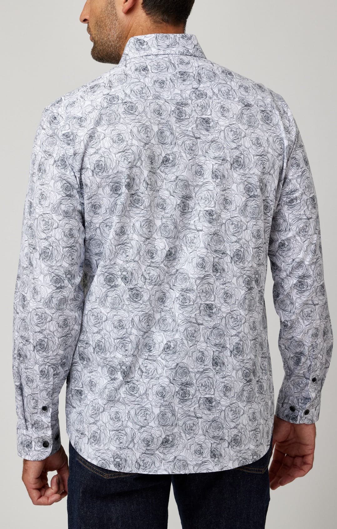 White Outline Flower Print Shirt