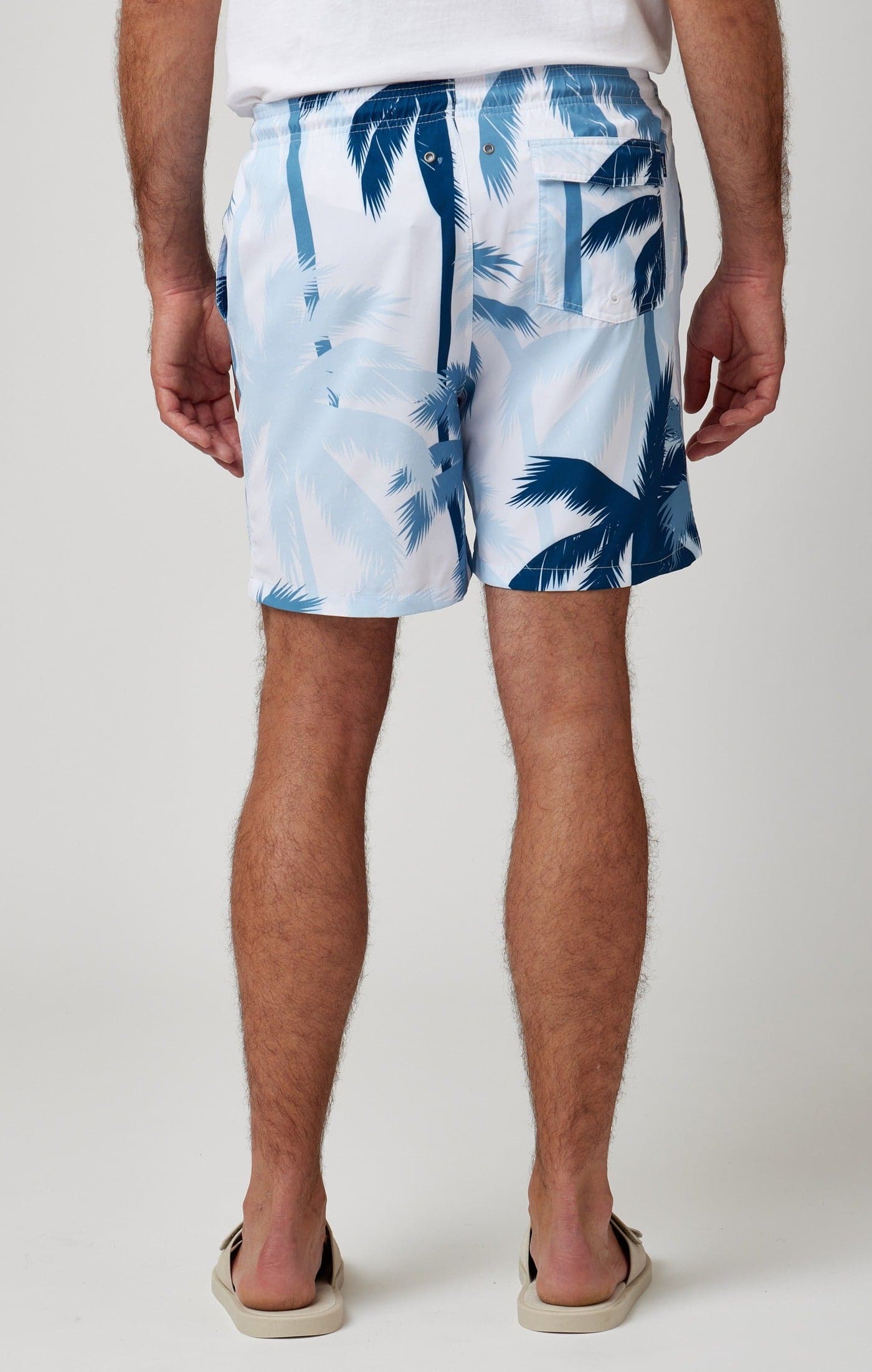 HELIOS - Light Blue Large Palms Swim Shorts