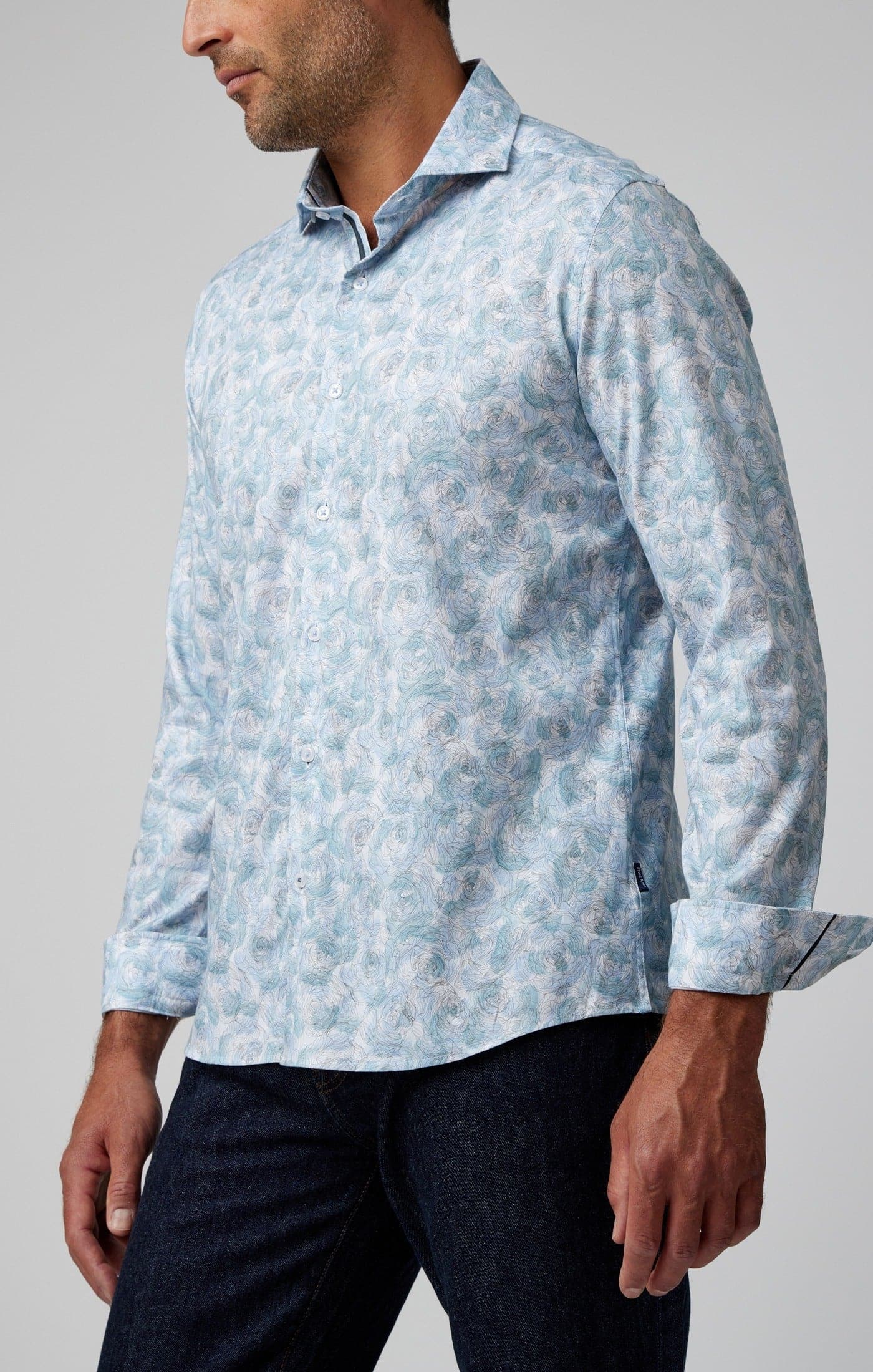 Aqua Roses Long Sleeve Shirt XXL Aqua Roses Long Sleeve Shirt XXL