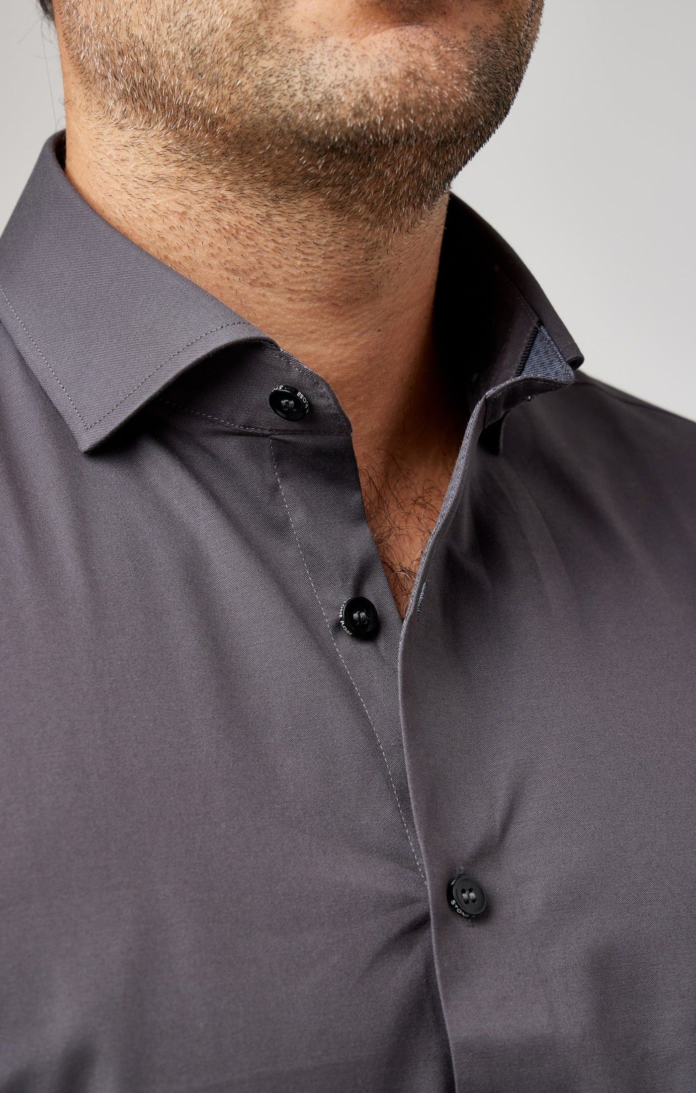 Charcoal Solid Woven Drytouch Shirt