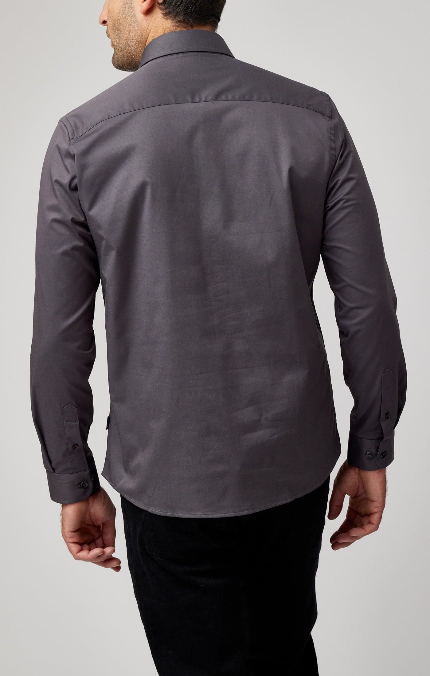 Charcoal Solid Woven Drytouch Shirt
