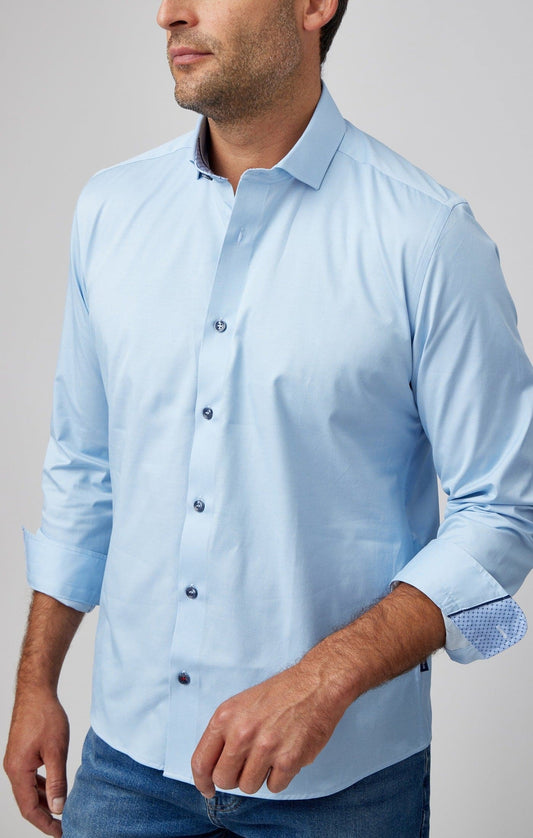 Light Blue Solid Woven Drytouch Shirt