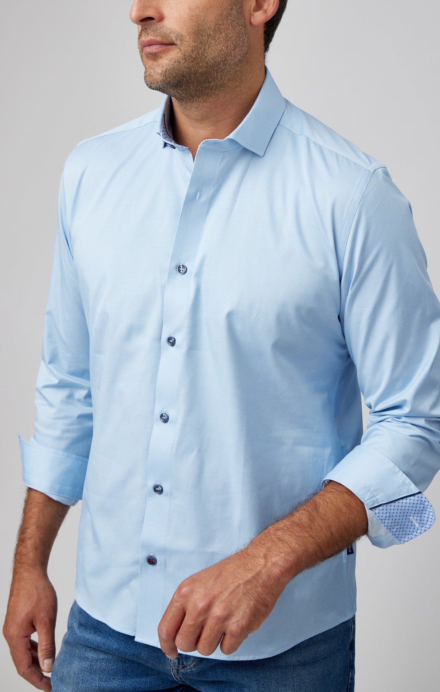 Light Blue Solid Woven Drytouch Shirt