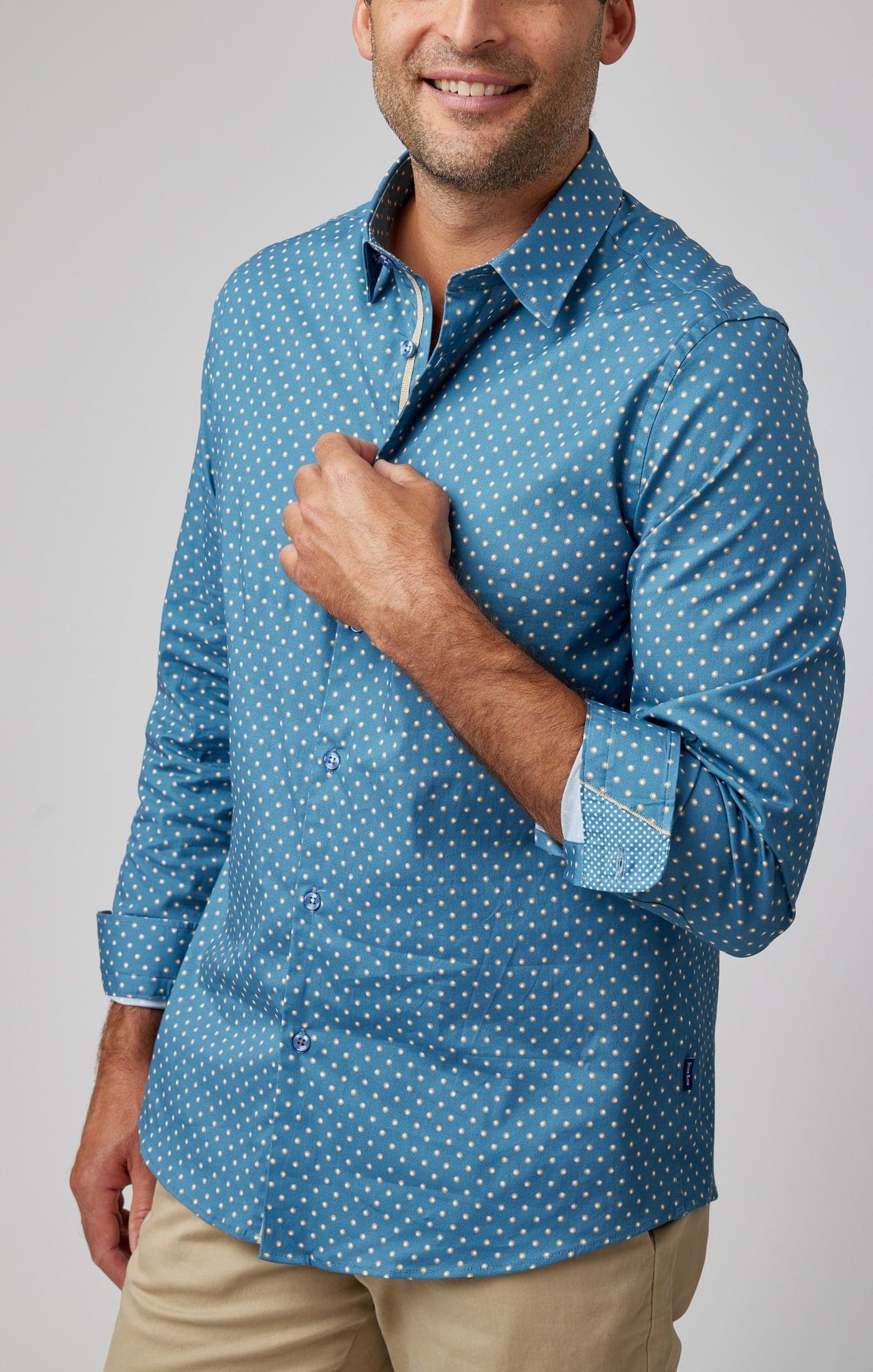 Slate Blue Painted Dot Print Shirt