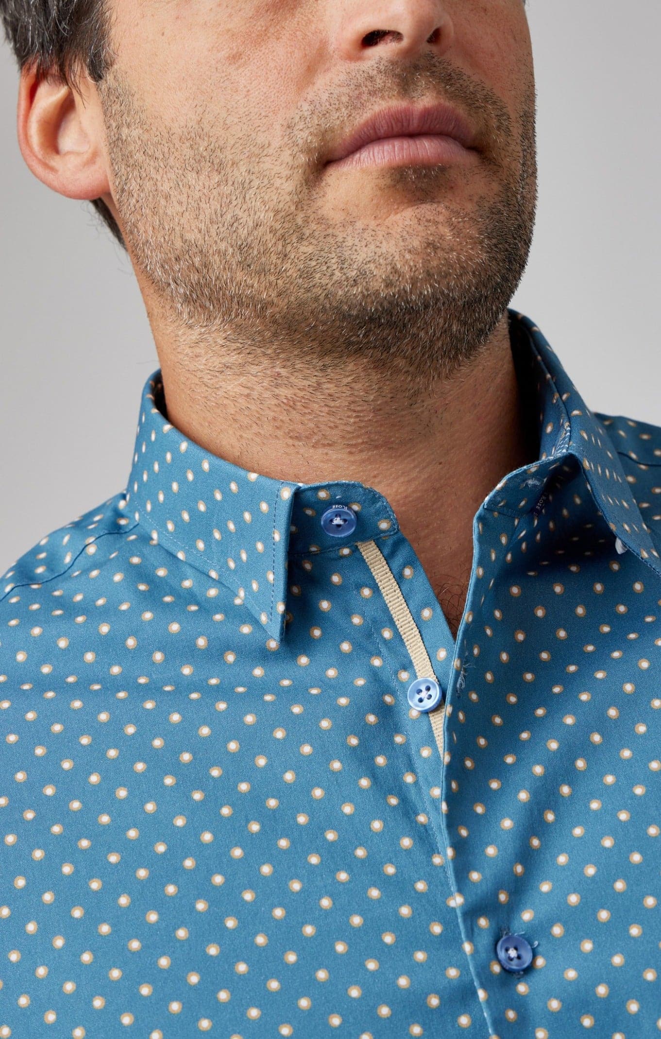 Slate Blue Painted Dot Print Shirt