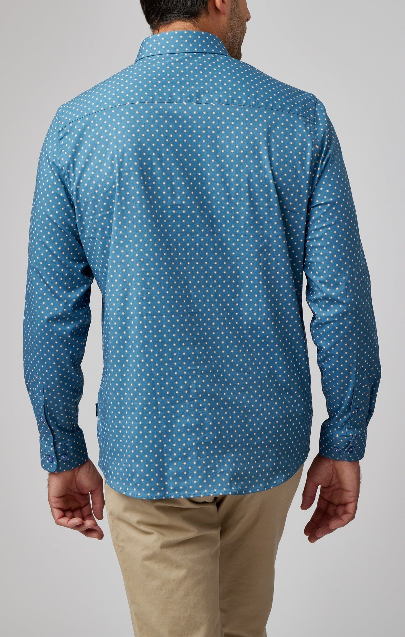 Slate Blue Painted Dot Print Shirt