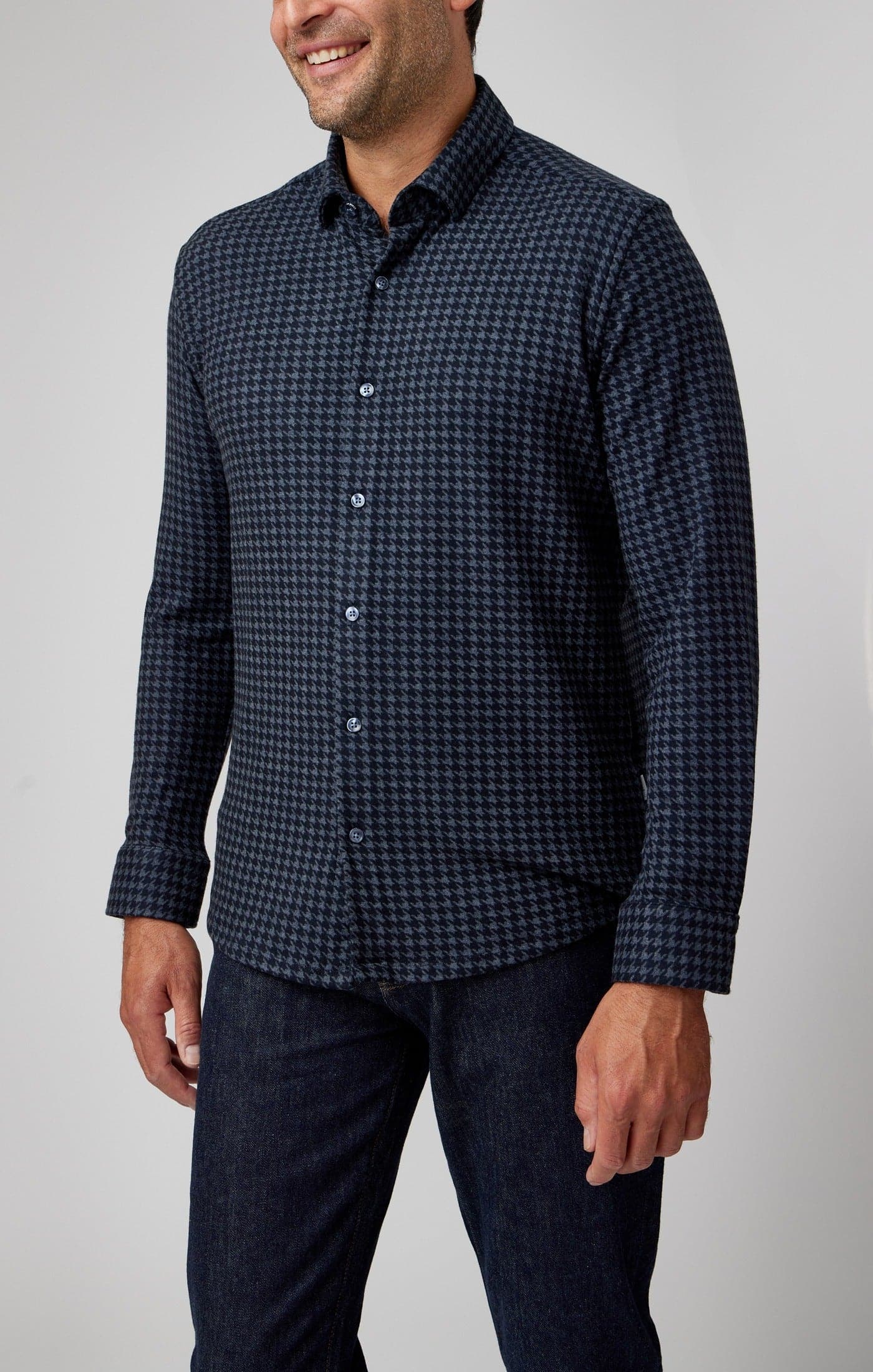 Navy Houndstooth Fleece Shirt