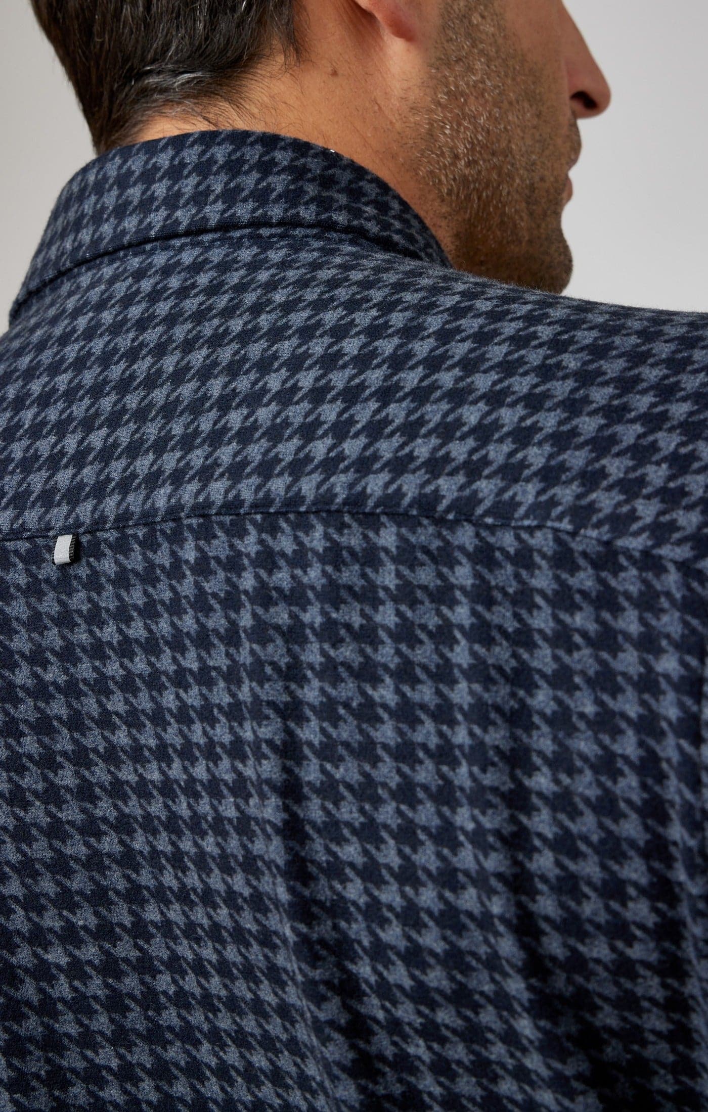 Navy Houndstooth Fleece Shirt