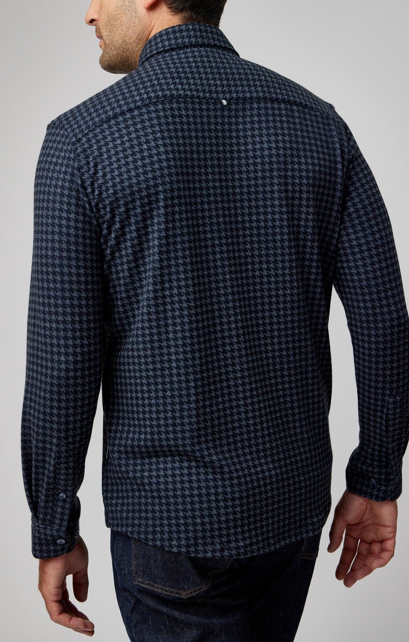 Navy Houndstooth Fleece Shirt