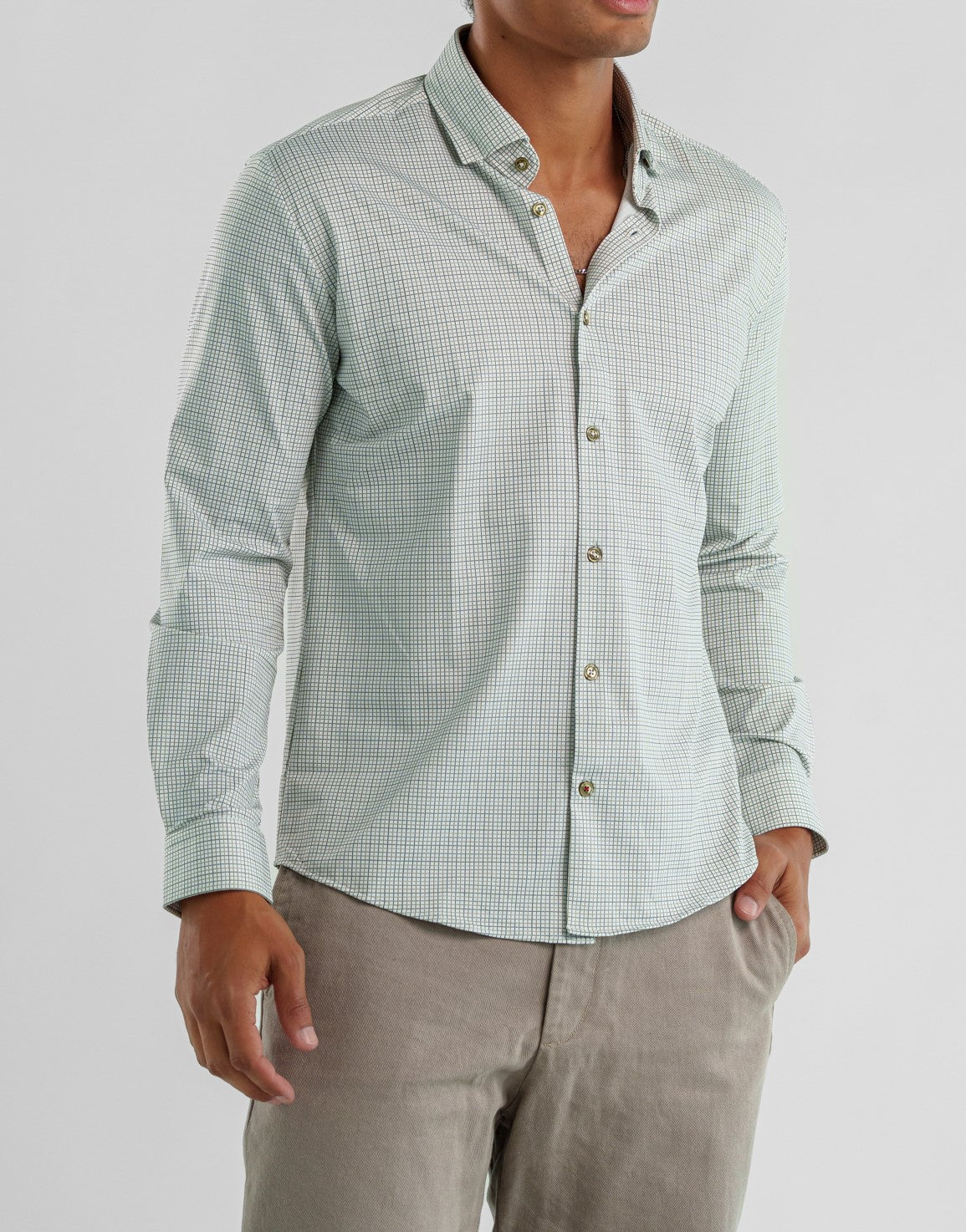 NOVA - Light Beige Floral Long Sleeve Shirt