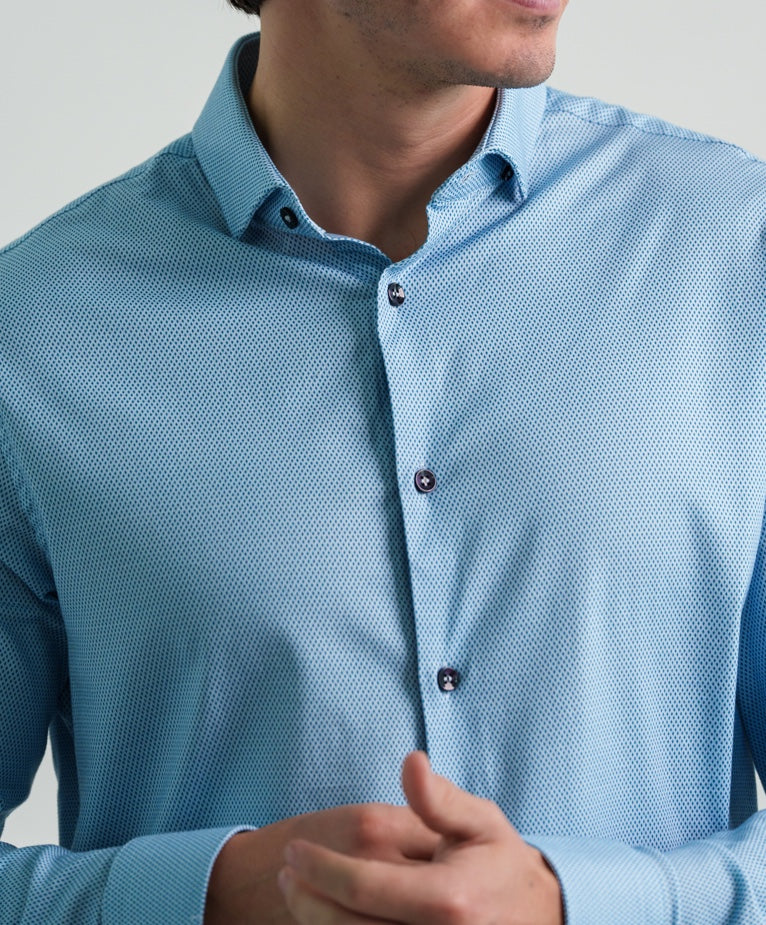 NOVA - Light Blue Micro Diamond Shirt