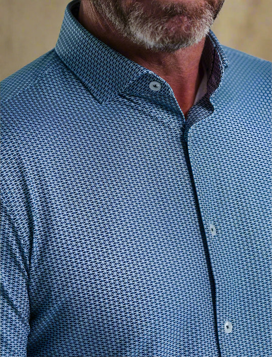 APEX - Dark Navy Clasp Geometric Shirt