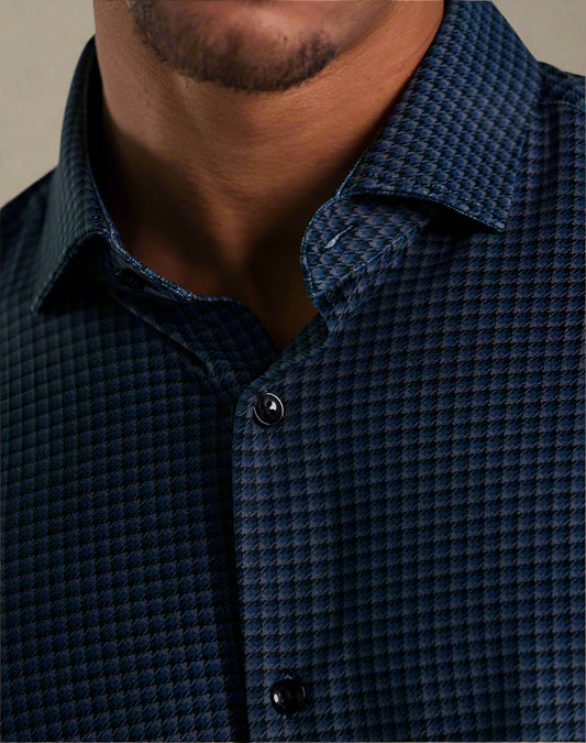 APEX -  Dark Grey Micro Houndstooth Shirt