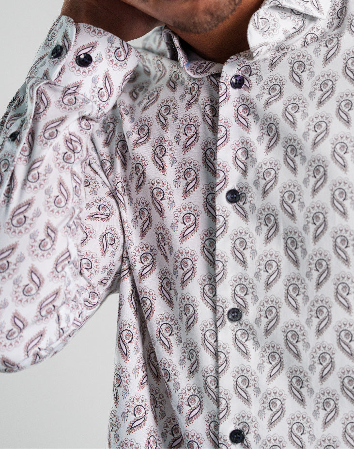 NOVA - White Feather Paisley Shirt