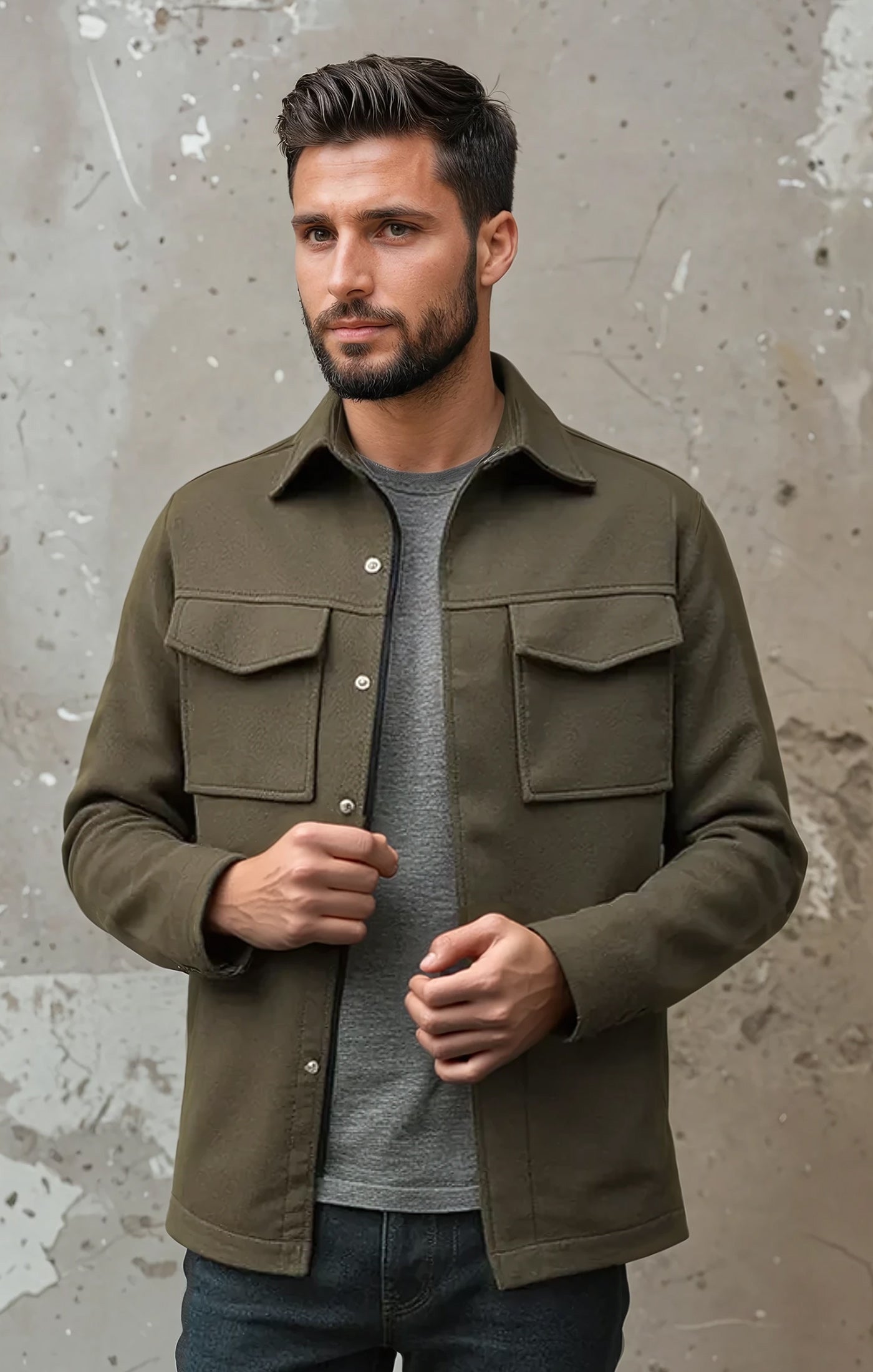 STUDIO - Dark Green Stretch Twill Jacket