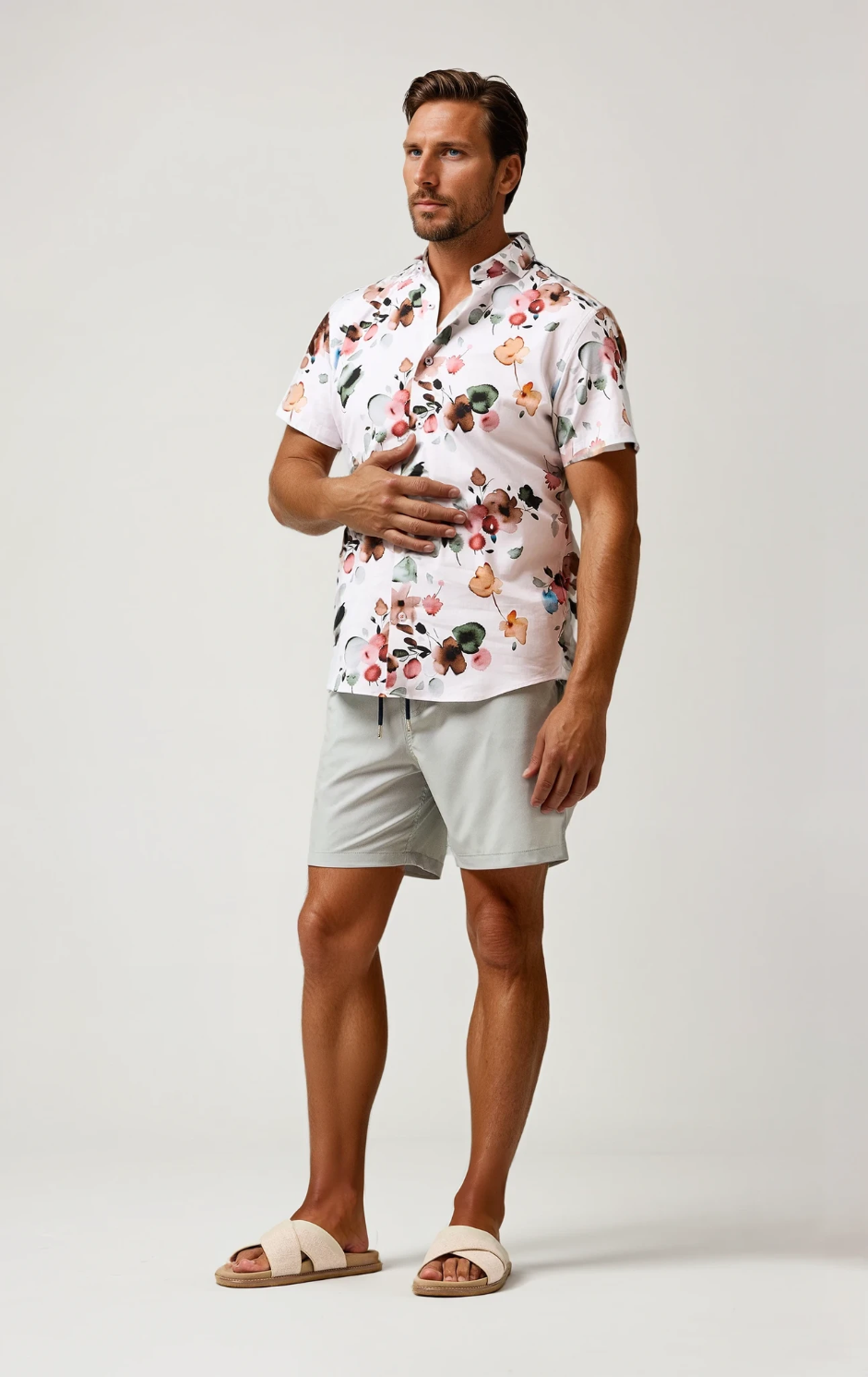 HELIOS - Olive Birdseye Solid Swim Shorts