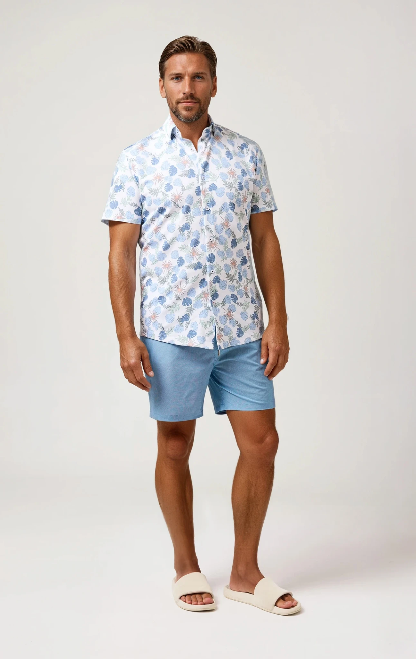 HELIOS - Aqua Birdseye Solid Swim Shorts
