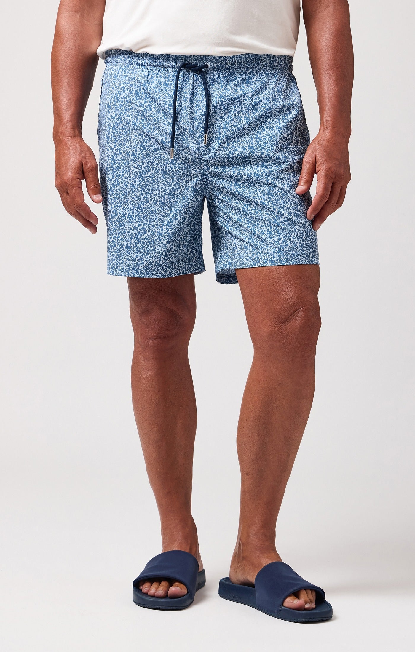 HELIOS - Light Blue Micro Floral Swim Shorts