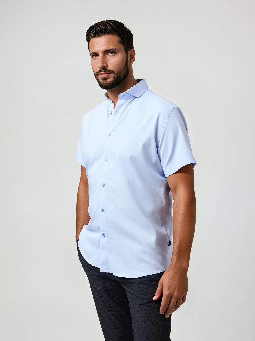 MONARCH - Light Blue Edge Short Sleeve Shirt