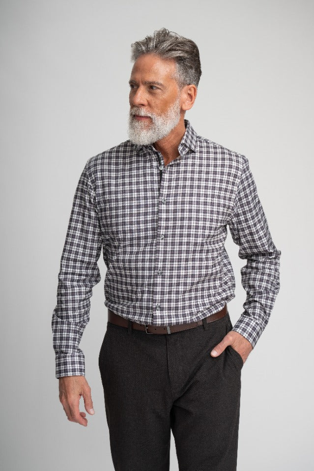 NOVA - Light Beige Mini Plaid Shirt
