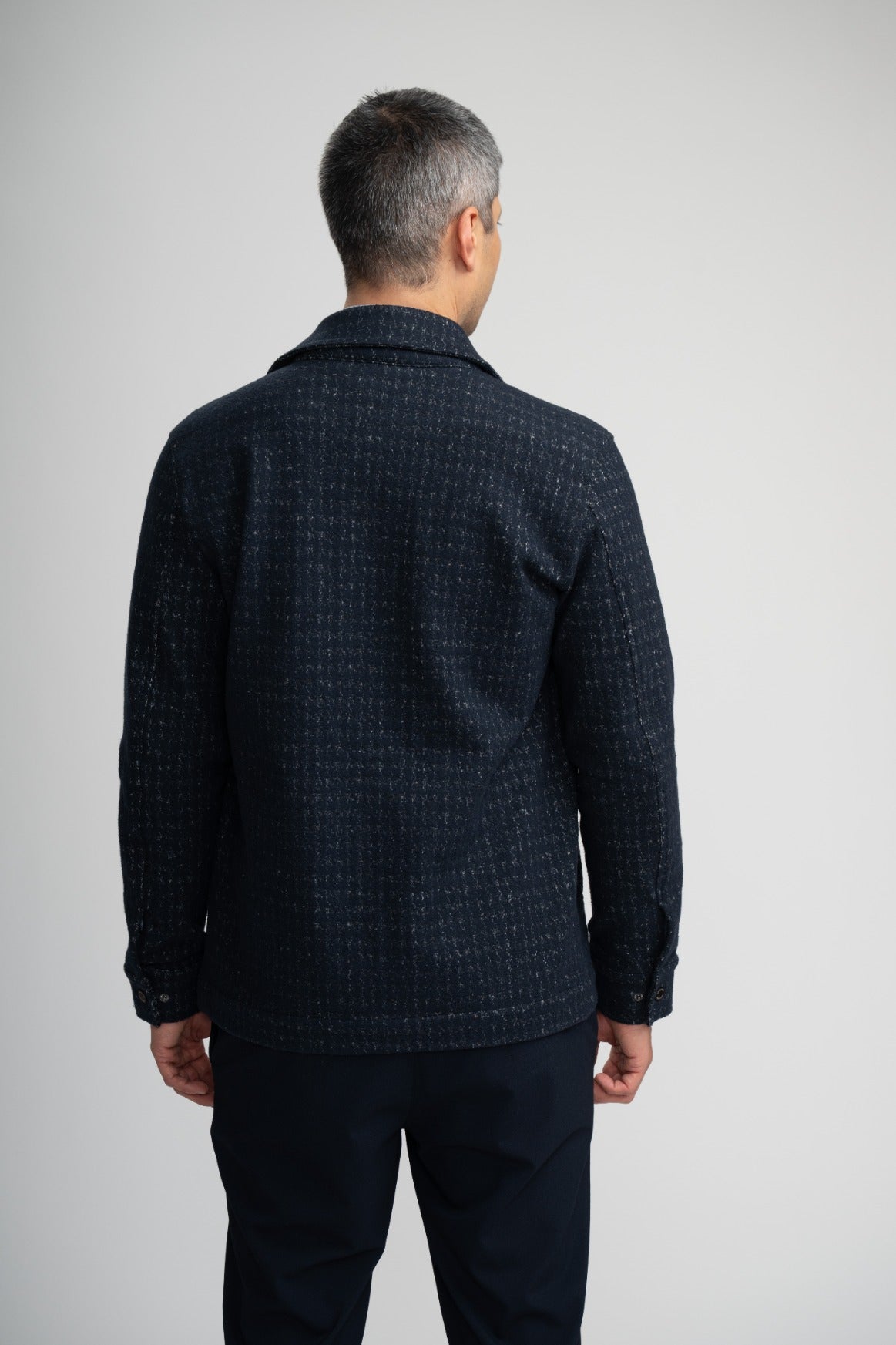 HUNTER - Dark Navy Knit Houndstooth Jacket