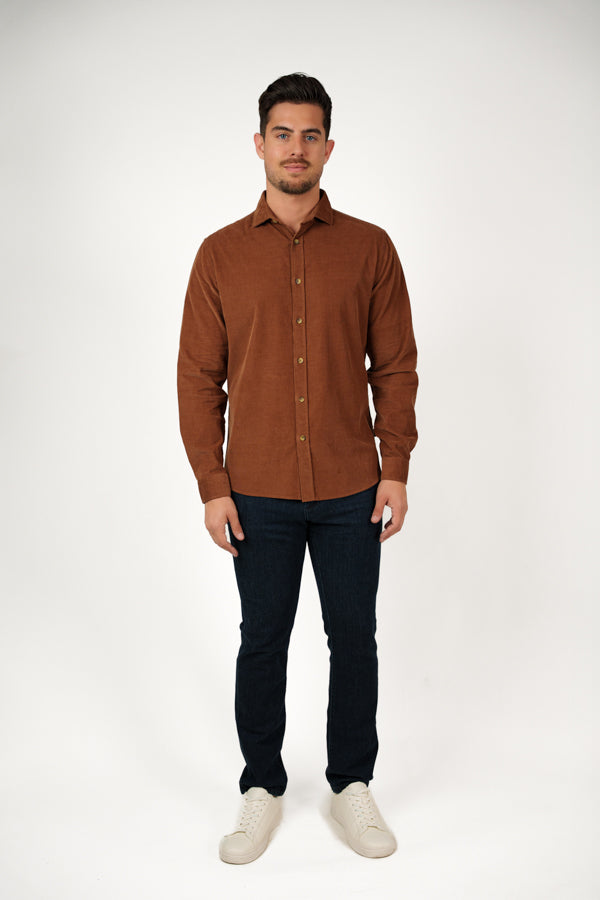 TRAVERSE - Medium Brown Corduroy Shirt