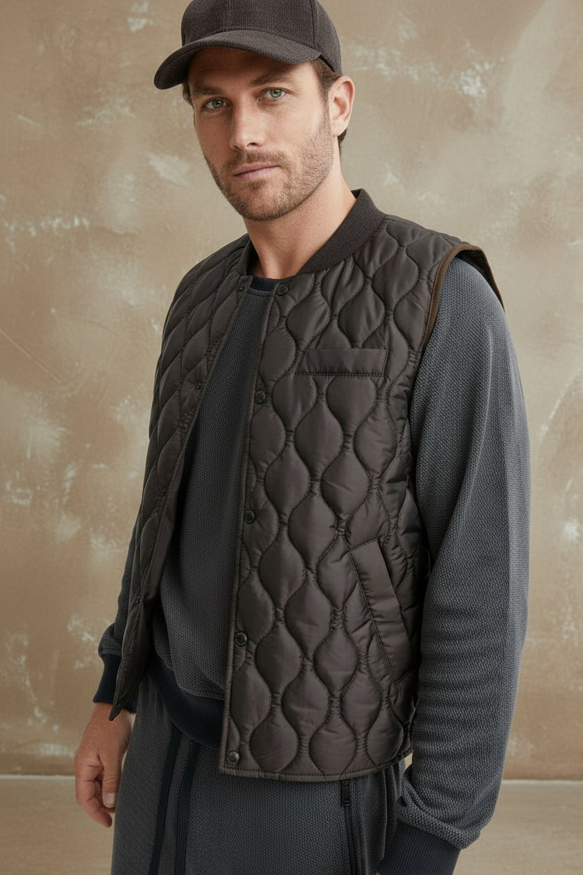 Olive Quilted Puffer Vest