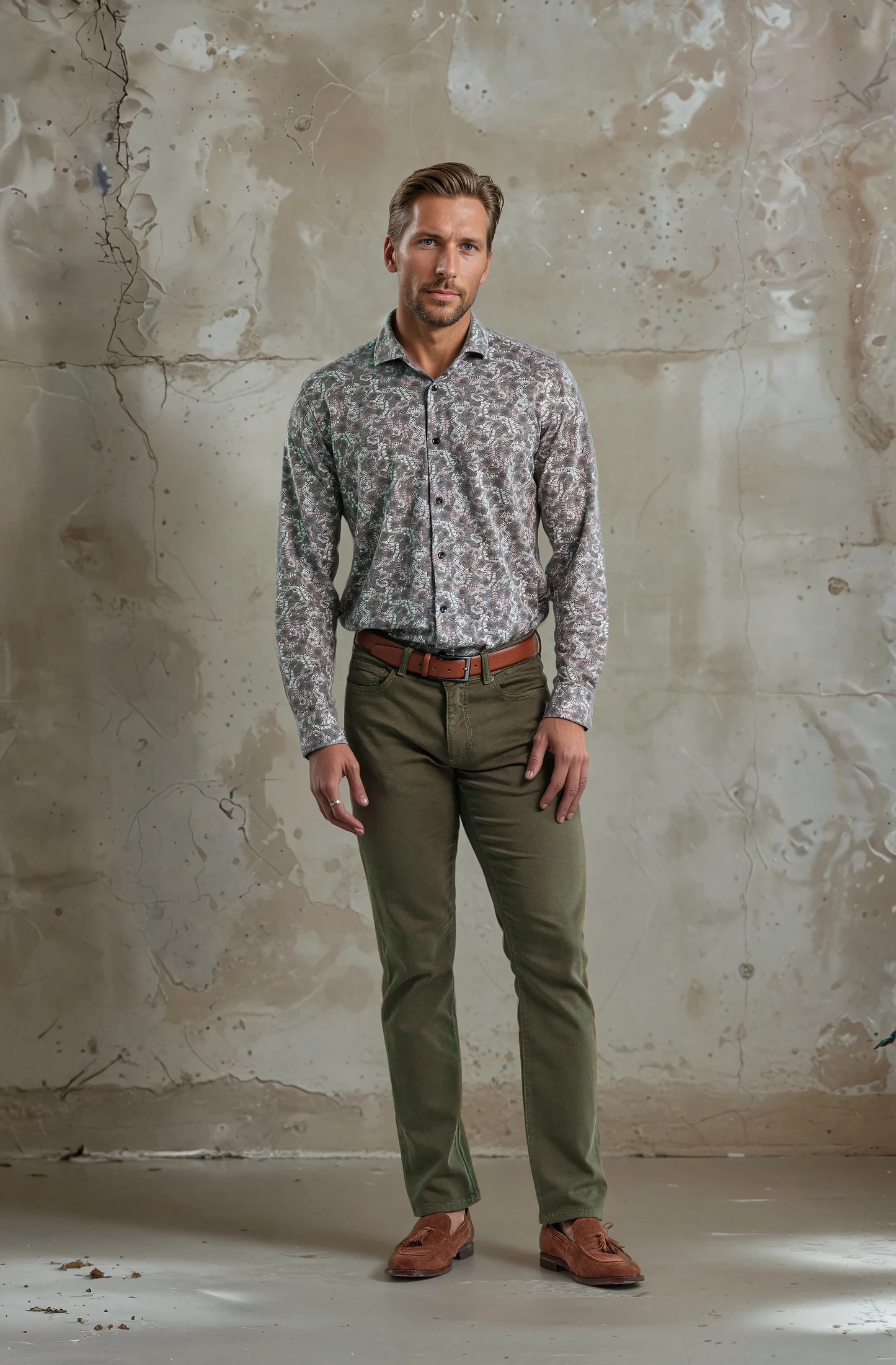 ORIGIN - Dark Pink Urban Jungle Print Shirt