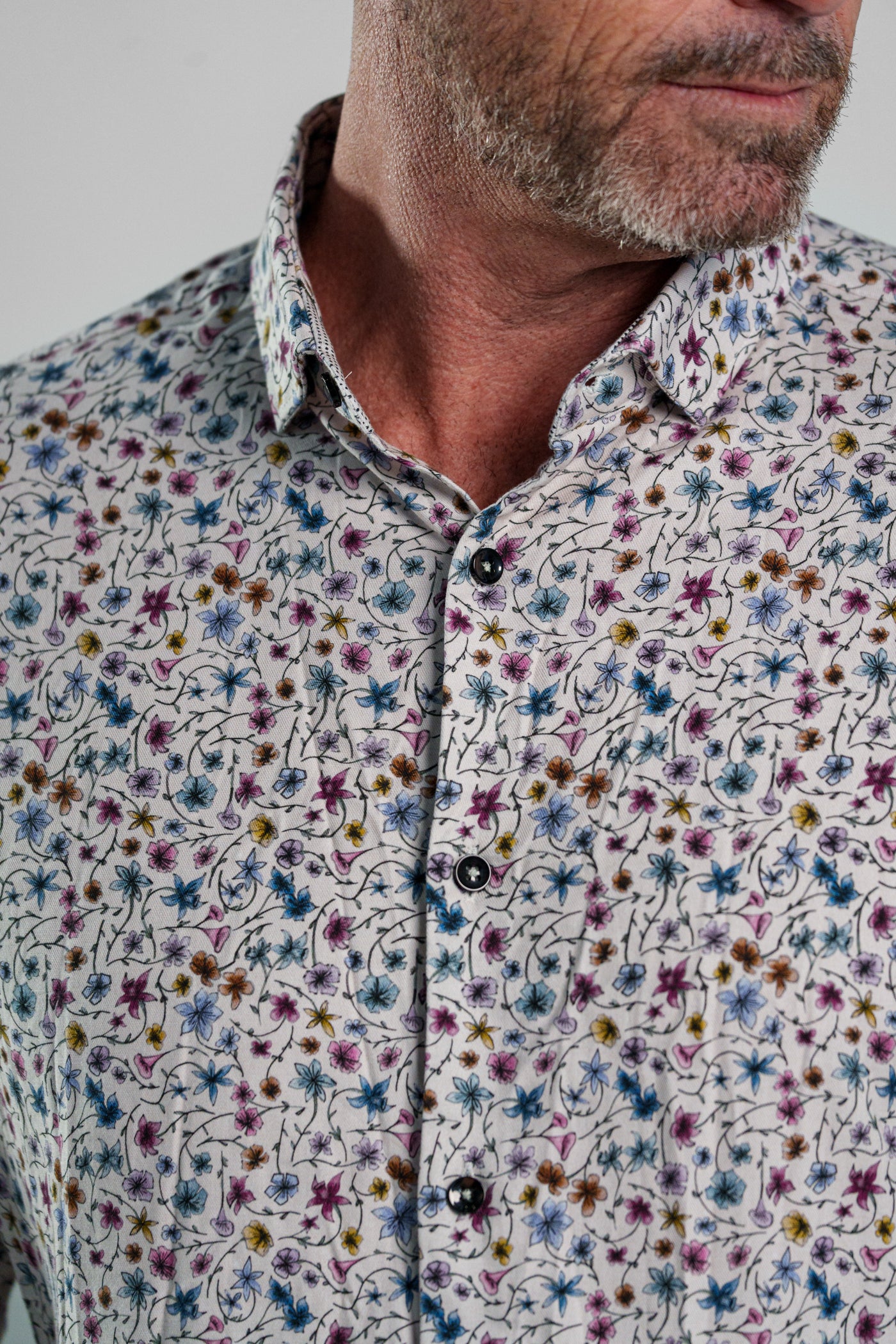 NOVA - Light Beige Floral Long Sleeve Shirt