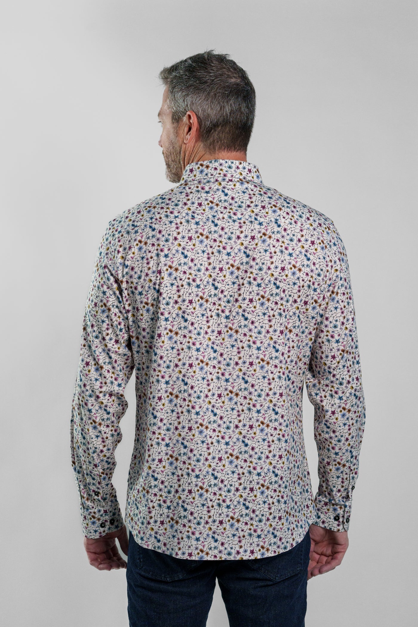 NOVA - Light Beige Floral Long Sleeve Shirt