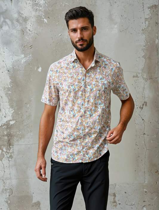 Copper Watercolor Short Sleeve Shirt