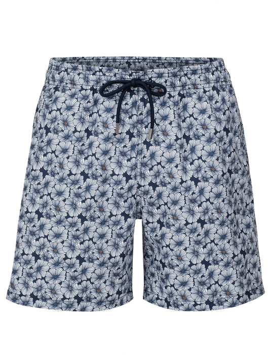 Navy Floral Stretch Swim Shorts