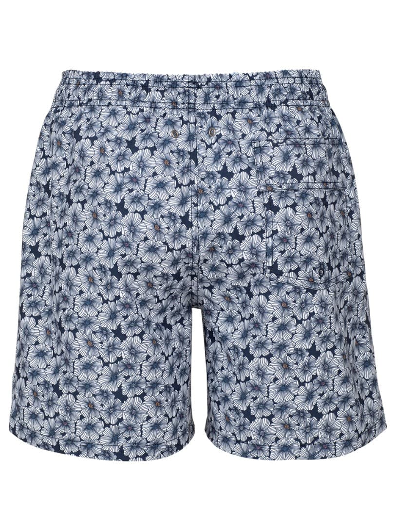 Navy Floral Stretch Swim Shorts