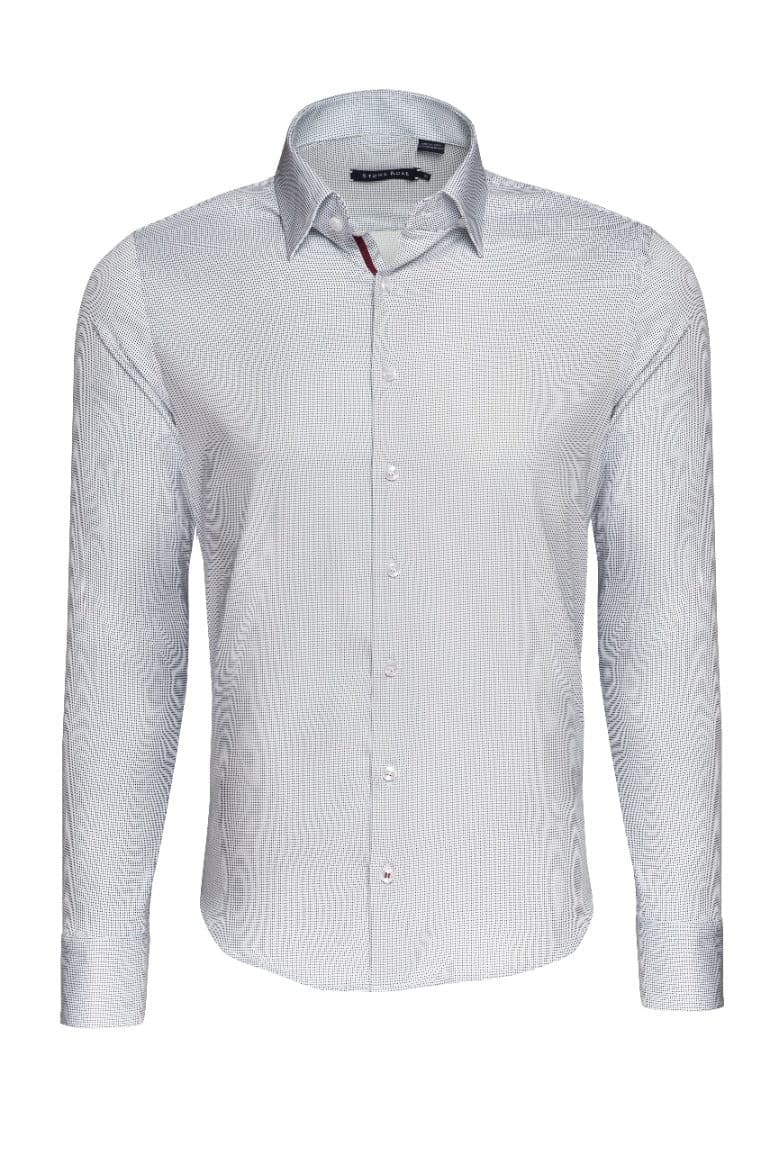 White Dry Touch Micro Dot Print Long Sleeve Shirt