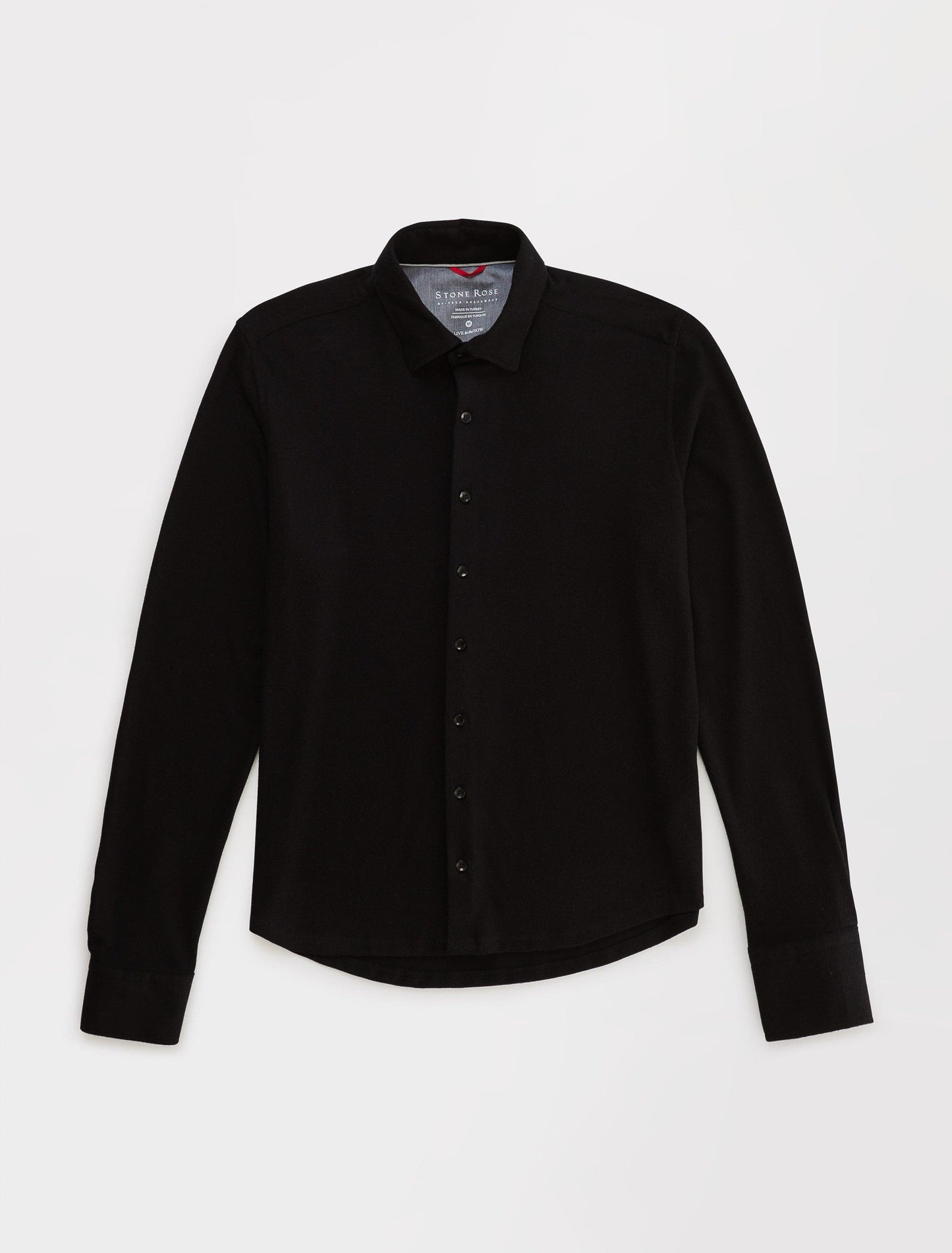 Black T-Series Solid Jersey Fleece Long Sleeve Shirt