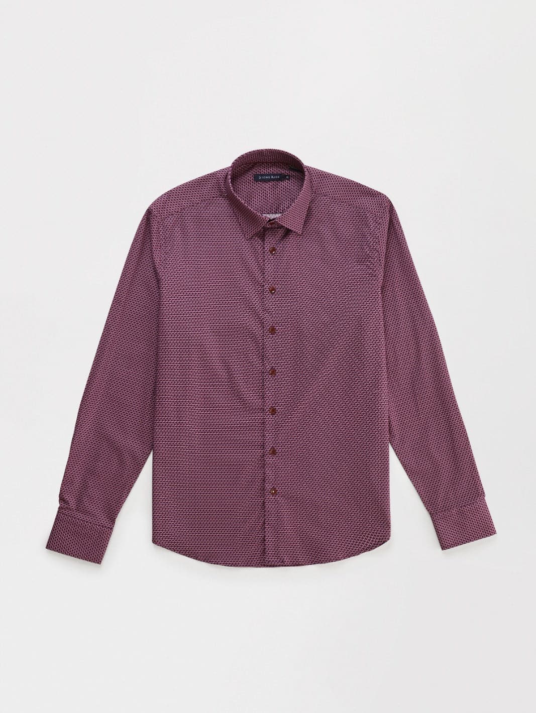 Berry Poplin Woven Geometric Print Long Sleeve Shirt