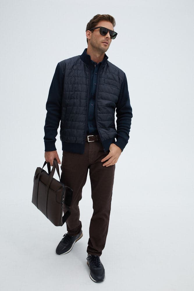 Navy Hybrid Bomber Jacket
