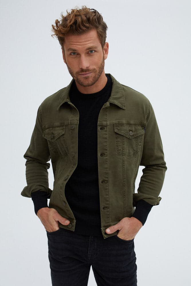 Olive Trucker Jacket – Stone Rose - Main Image