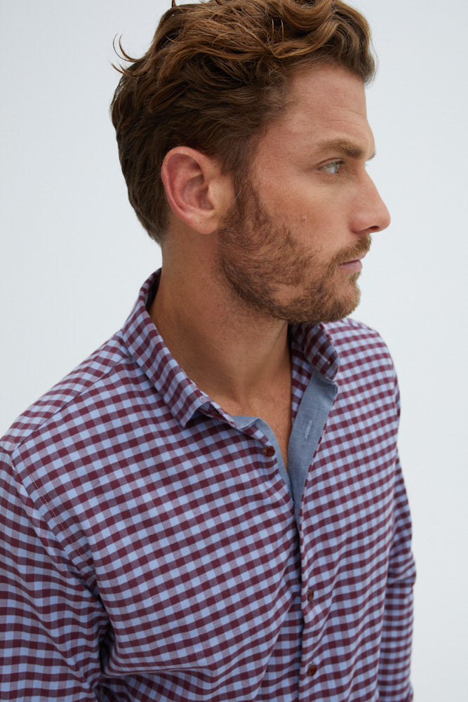 Berry Dry Touch® Woven Long Sleeve Check Shirt
