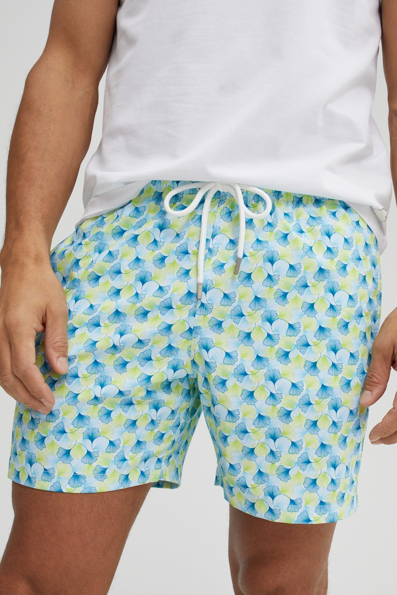 Lime Leaf Print Swim Shorts
