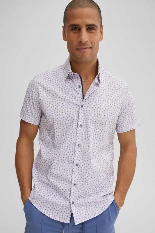 Purple Flower Print Poplin Shirt