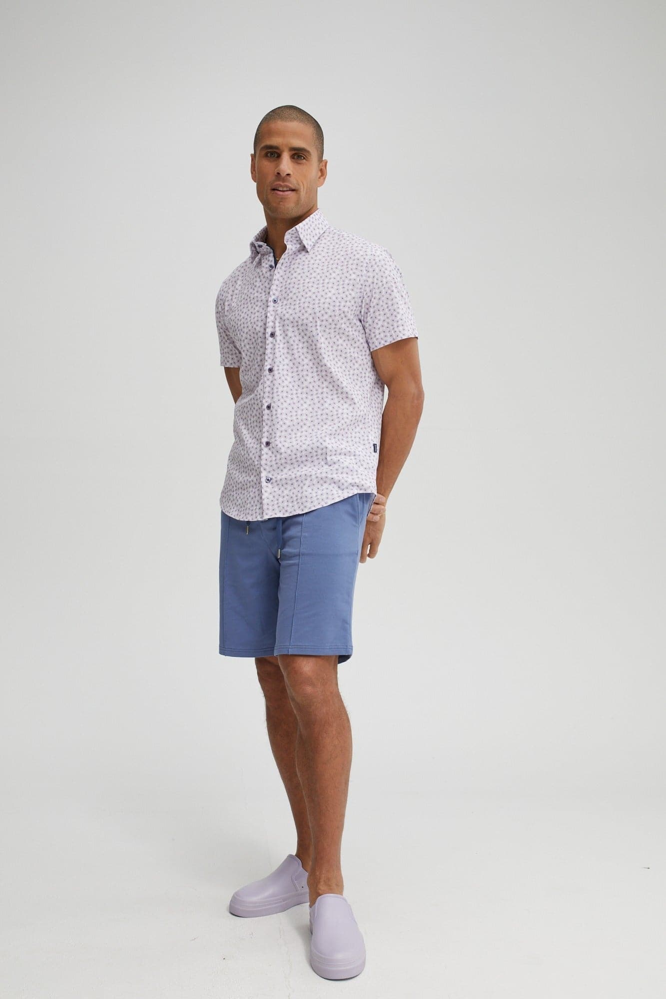 Purple Flower Print Poplin Shirt