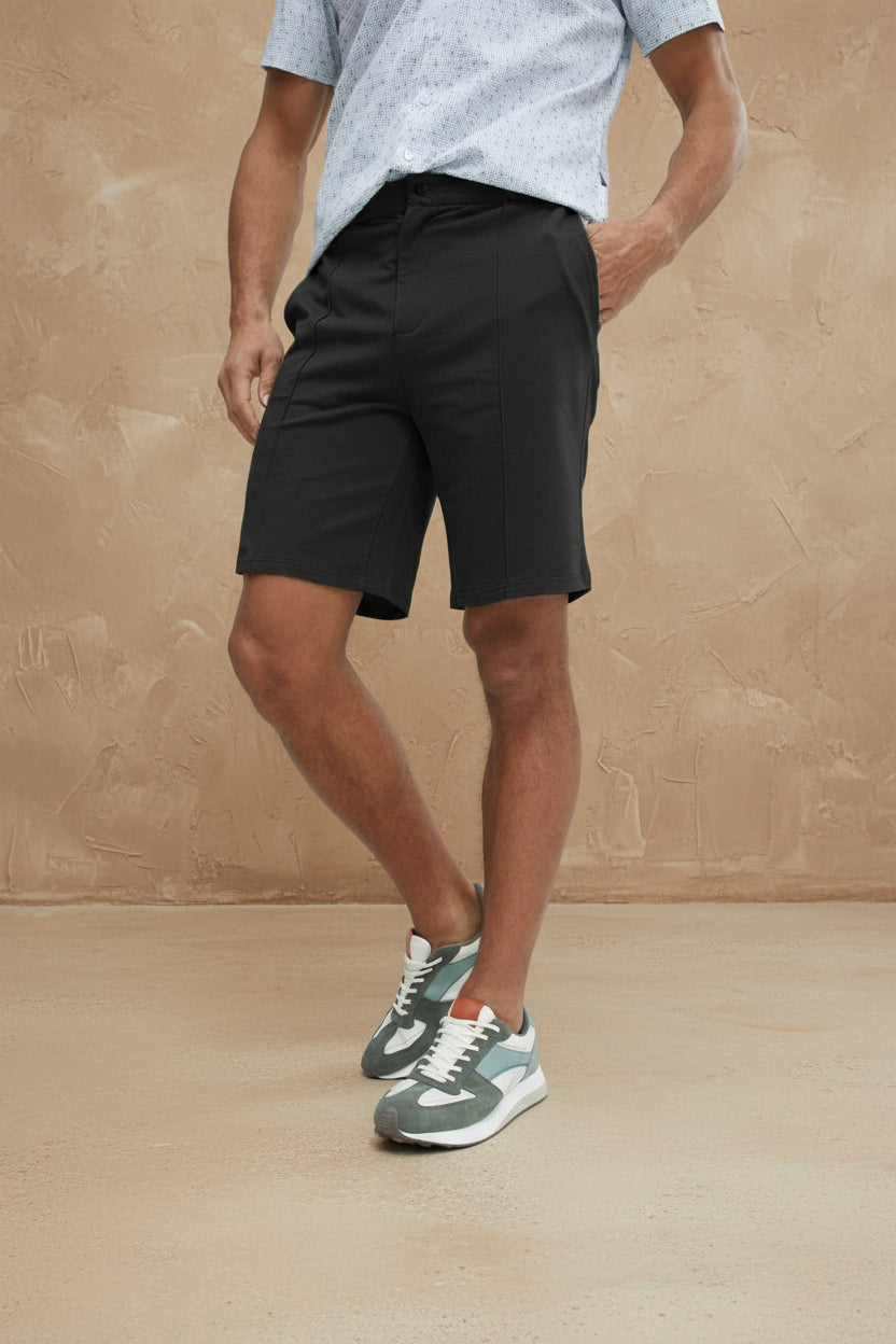 Black Fleece Knit Shorts
