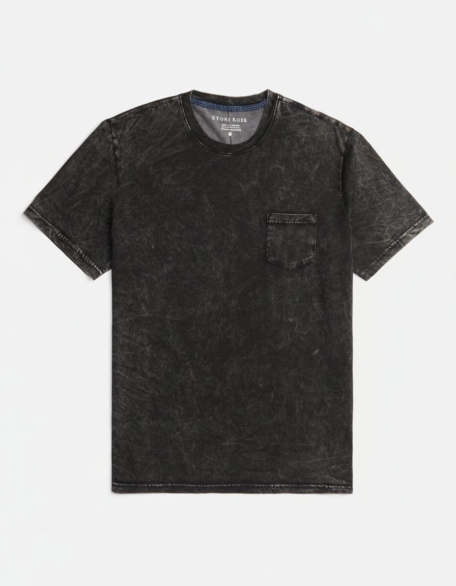 Black Acid Wash Crewneck Tee