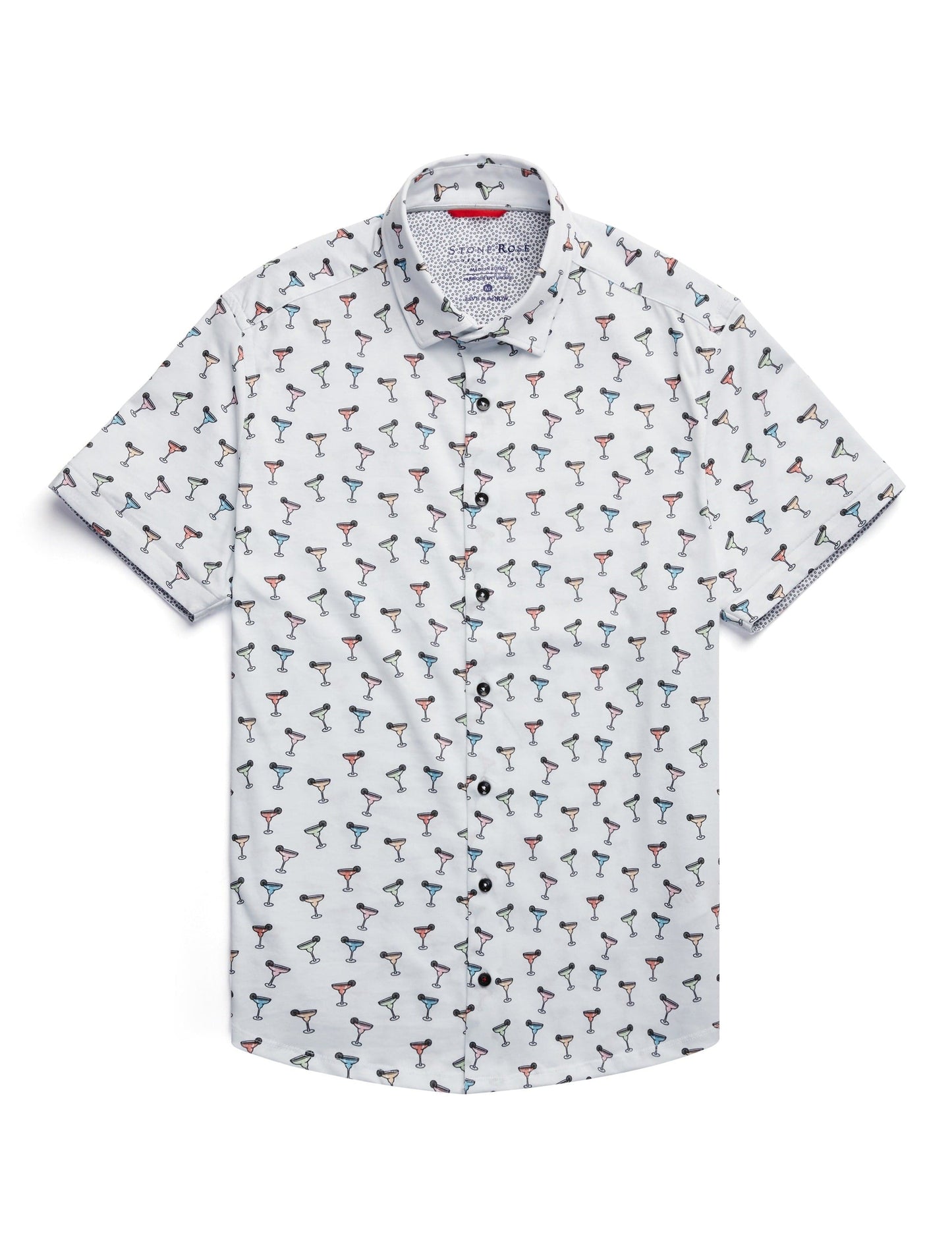 White Margarita Short Sleeve Print Shirt