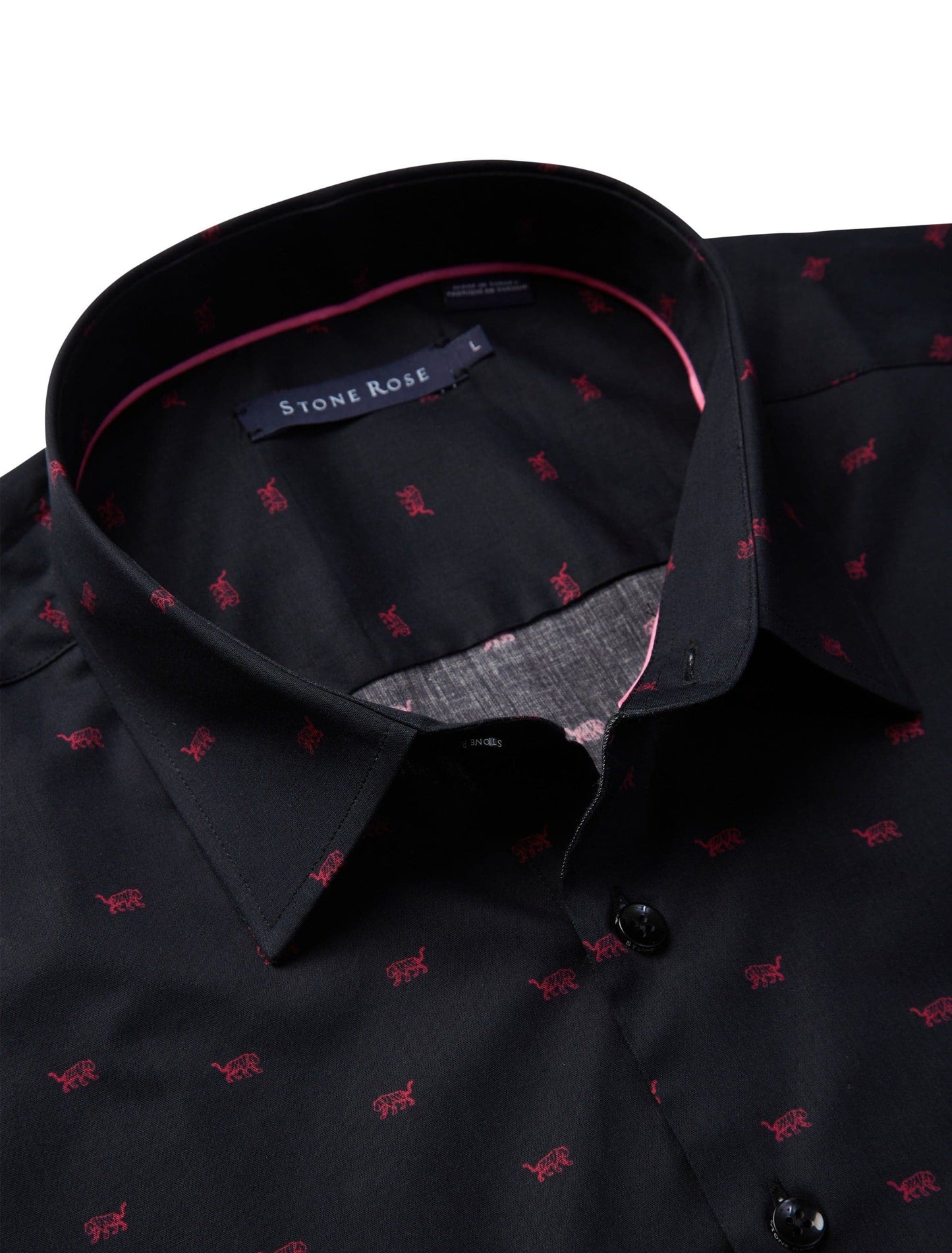 Black Tiger Print Woven Shirt