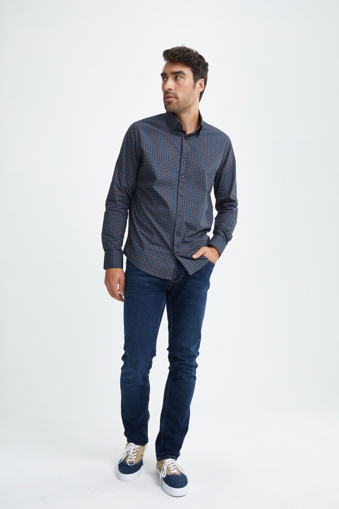 Teal Scotch Print Woven Shirt
