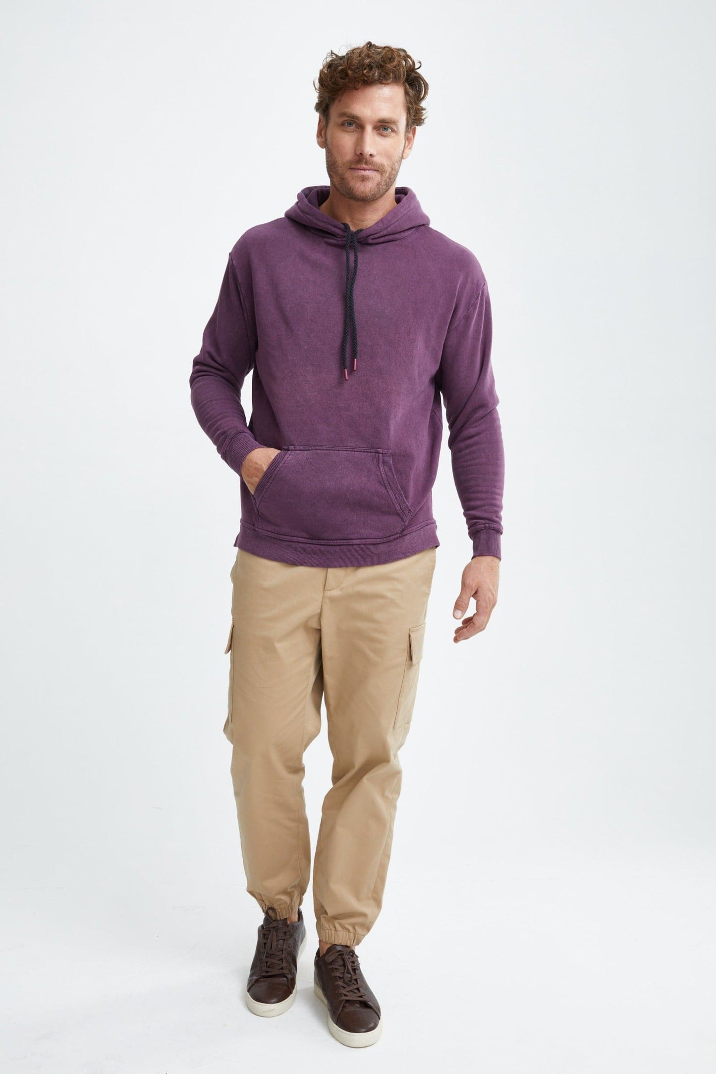 Deep Plum Fleece Acid Wash Hoodie