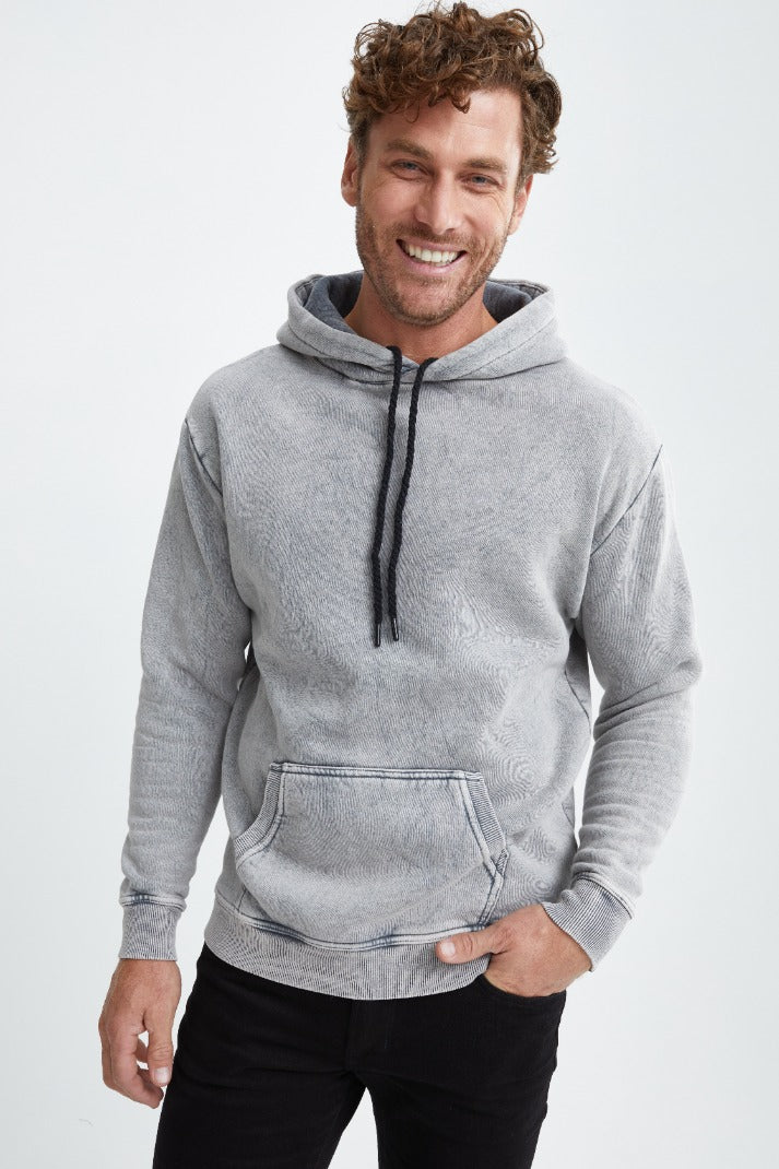 Men's Vintage Washed Hoodie in Light Stone